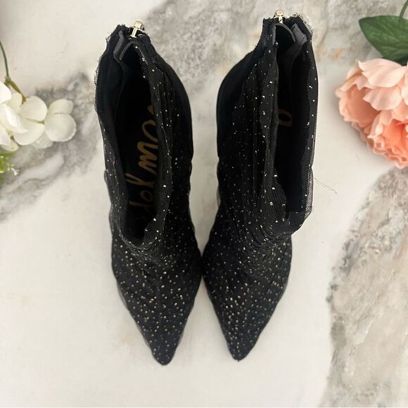 SAM EDELMAN Farren Tulle Pointed-Toe Booties in Black Size 7 NEW - Picture 6 of 16